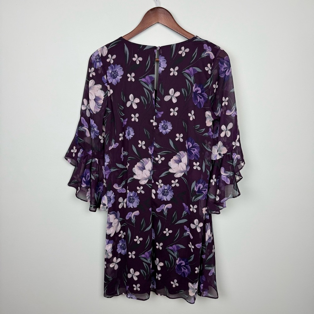 Calvin Klein Floral Print Bell Sleeve Shift Dress - Picture 7 of 10
